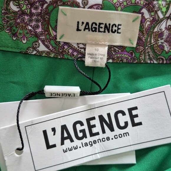 L'AGENCE Vittoria paisley Print Green Shorts Sz.10 NWT - Picture 7 of 8